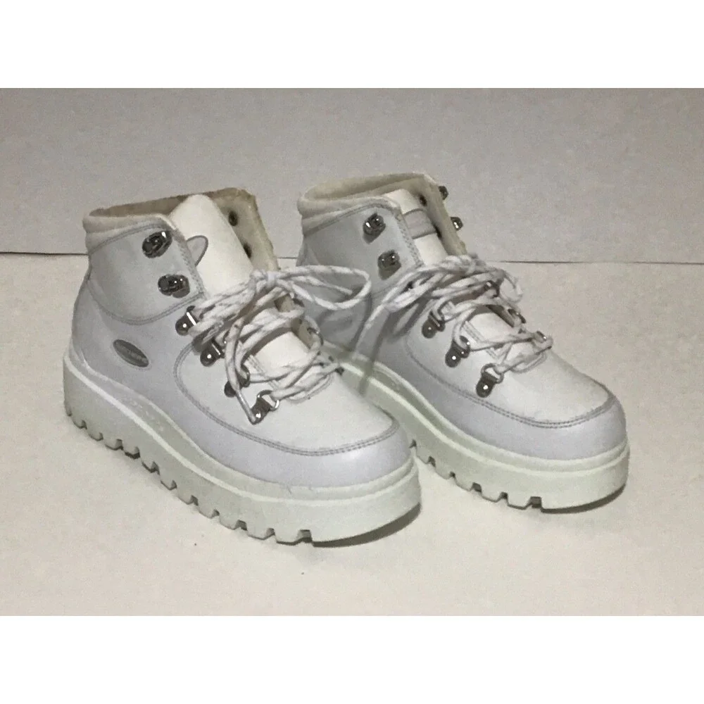 Skechers Shindigs Renegade Sneaker Sz 7 White Leather Chunky Boots Retro Chic